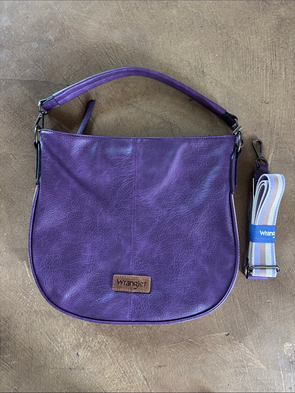 Wrangler Plum Purple Crossbody Shoulder Bag Purse with Top Handle